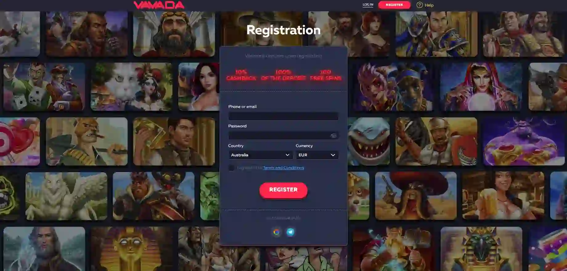 Регистрация Vavada